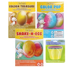 Easter Egg Dying Kits Bundle of 4 (Includes Dudley's Easter Decorating Kit, Shake-N-Egg, Color Pops, Coloring Cups and Golden Treasure Egg Kit)