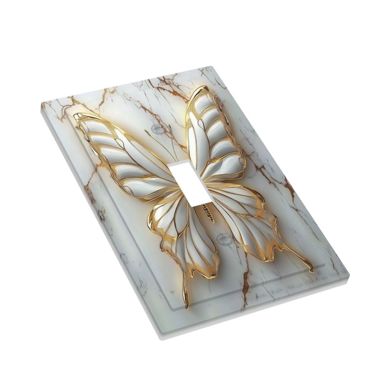 OILbiexn Decorative Light Switch Cover White Gold Abstract Modern Marble