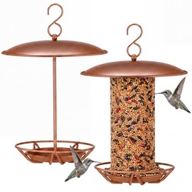 2 Pcs 2 Pack Hanging Cylinder Bird Feeder Outdoor, Brown
