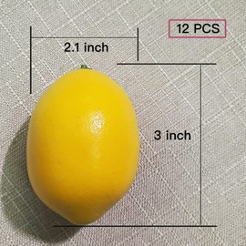 WsCrofts 12 limones artificiales, limones falsos amarillos realistas, frutas de imitación para el hogar, cocina, mesa, frutero, clóset, fiesta, decoración de Navidad (3.1 pulgadas de pulgadas)