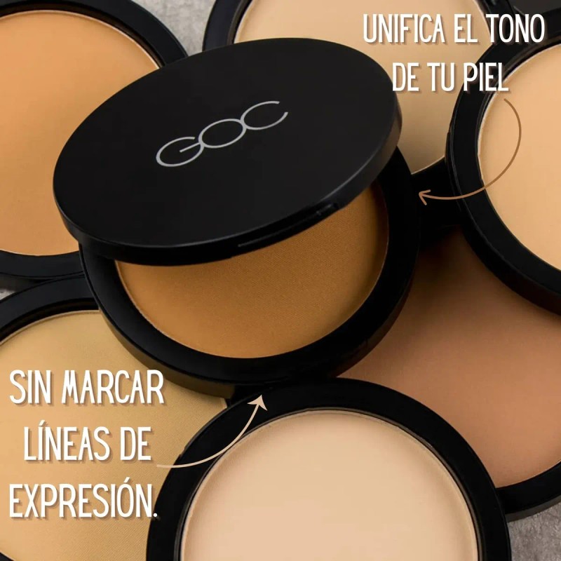 Goc, Polvo Compacto Mineral, Cobertura Completa, Hidrata