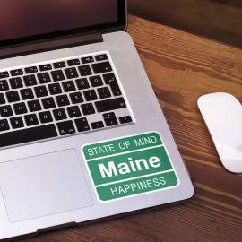 Retro Planet Bumper Sticker; Maine State of Mind Die Cut Sticker Souvenir Decal