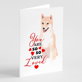 Caroline's Treasures WDK4029GCA7P Shiba Inu Cream #2 so Loved Greeting Cards and Envelopes Pack of 8 Blank Cards with Envelopes Whimsical A7 Size 5x7 Blank Note Cards