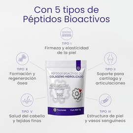 HEALTH-ING Péptidos de Colágeno Hidrolizado Tipo I, II, III, V, X en Polvo | Proteína Pura Bovino Marino y Pollo | Sin Gluten Azúcar ni Lácteos | Sabo