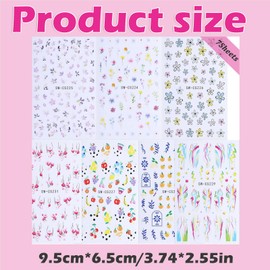 ASOMI 7 Stück 3D selbstklebend Cartoon Blumen Kirsche Licht Blüte Zitrone Pflanze Apfel Nagelkunst Zubehör Blumen Aufkleber für Frauen Dekoration Charms Dekor