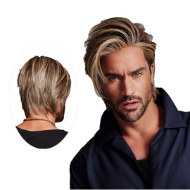 Swiking Men Wig Short Blonde Brown Layered Natural Synthetic Hair Full Wigs for Male Guy Daily Party Wear
