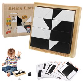 LATTCURE Blocks, Toys, Educational Toys, Brain Training, Hide Building Blocks, Puzzle, Observation Skills, Thinking Skills, 40 Subject Cards, 80 Questions, Ages 3 and Up, Kids, Adults, Seniors, Gift