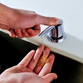 GICASA Bathroom Kitchen Sink Soap Dispenser, Polished Chrome Deck Mount Soap Dispenser Kitchen Sink, High-Capacity 320ML ABS Bottle Sink Soap Pump