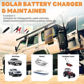 FIERYRED FieryRed 20W 12V Folding Solar Battery Trickle Charger Maintainer, 2-in-1 Portable Solar Trickle Charger with Built-in Charge Controller, Dual USB Fast Charging for Car Truck Boat Automotive Camping