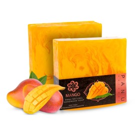 Panu Mango Soaps - Vegan Shower Soap for All Skin Types - Natural Soap as Solid Shower Gel and Solid Shampoo - Premium Soap Bar - Natural Shower Chunk as Solid Shower Gel