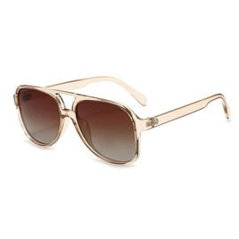 VueLux Vintage Retro Sunglasses Yellow Tinted Glasses Oversized Oversize Sunglasses for Men and Women, champagne