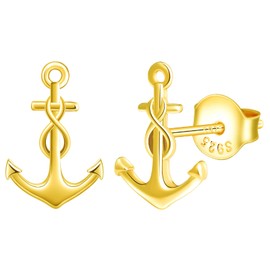 MicLee Stud Earrings 925 Sterling Silver Women's Simple Anchor Infinity Sign Earrings with Gift Bag Super Christmas Gift, Silver