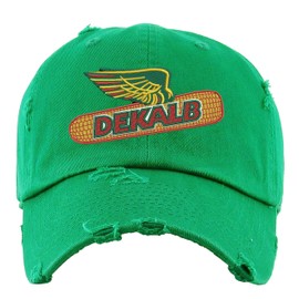 ALLNTRENDS Dekalb Corn Hat Distressed Dad Hat Buckle Cap (Kelly Green)