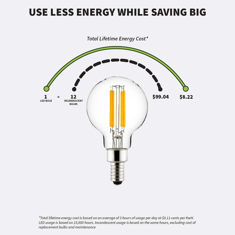 Diodesy- G16.5 LED Filament Light Bulb 5W (60W Equivalent) 500