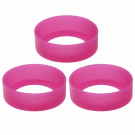 ONLYKXY - 3 fundas protectoras de silicona de 6 cm, resistente al calor, para botellas, posavasos de goma, protector de base, antideslizante, accesorios para termo (rosa rosa)