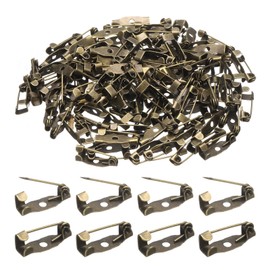 sourcing map 120 Pcs Safety Bar Pin 15mm Bronze Brooch Clasp Pins Backing Locking Pin Badge Backs with Hole for DIY Crafts Name Tags Badges Corsage Making Jewelry Making