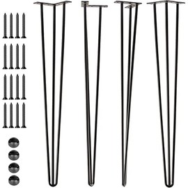 SPACEEUP 28" Hairpin Table Legs, 4PCS Coffee Desk Legs with Rubber Floor Protectors, Heavy Duty Metal Furniture Legs 3 Rods for Home DIY Bench Desk Bar Dining End Table Chairs