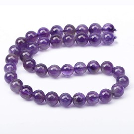 AD Beads Natural Gemstone Round Loose Beads 15" for Bracelet Necklace Earrings Jwelery Making Crafts DIY (10mm, Purple Amethyst)