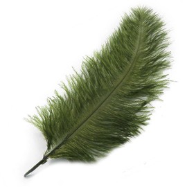 Olive Moss Green Ostrich Feathers x 3 (approx 5-6 inches) Crafts, Sewing, Costuming etc by GC