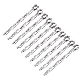 sourcing map Split Cotter Pin - 5mm x 60mm 304 Stainless Steel 2-Prongs Silver Tone Fastener Clip Key 10Pcs