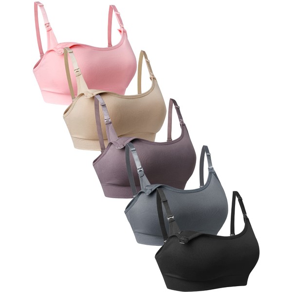 Suekaphin 5Pack Seamless Nursing Bra Women Maternity Breastfeeding Pregnancy Support