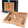 Zulay Expandable Bamboo Drawer Organizer - Adjustable Kitchen Drawer Organizer