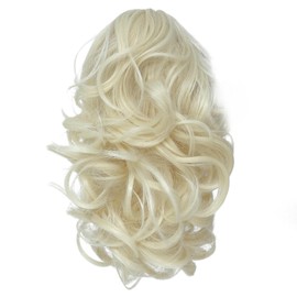 Yamel Ponytail Extension 8" Short Curly Wavy Bleach Blonde Claw Jaw Clip in Synthetic Hairpiece Pony Tail Tale Ponytail Hair Extensions