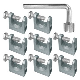 8Pcs Beam Clamp, 1" Jaw Opening Adjustable C Beam Clamps, Zinc Plated Iron Joist Jaw Clamp Tool, 1/2" Diameter Threaded Rod