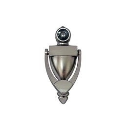 QCAA Door Knocker with 180 Degree Viewer, Die-Cast Construction 5-1/2'' Height, Satin Nickel, 1 Pack