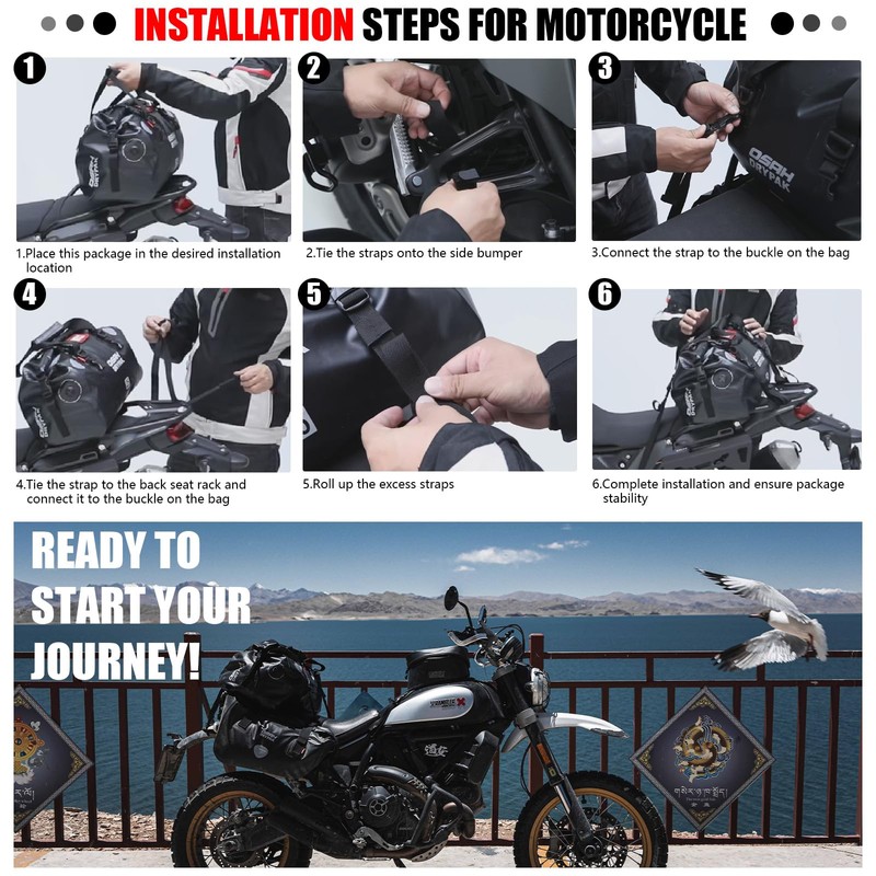 Greanthour Waterproof Duffel& Luggage Bag - Motorcycle Dry Bag Tail