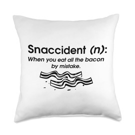 Funny Snaccident Bacon Art For Kid Men Women Cool BBQ Lover Throw Pillow