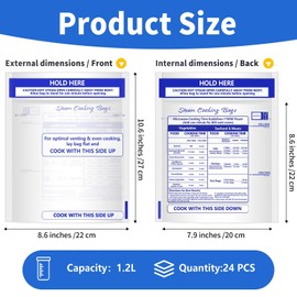 Sel Natural 24 Pcs Microwave Steamer Bags 7.9 X 8.6 Inch Zipper Steam Cooking Bags Reusable Microwave Cooking Bag for Vegetables Potatoes and Meat (24)