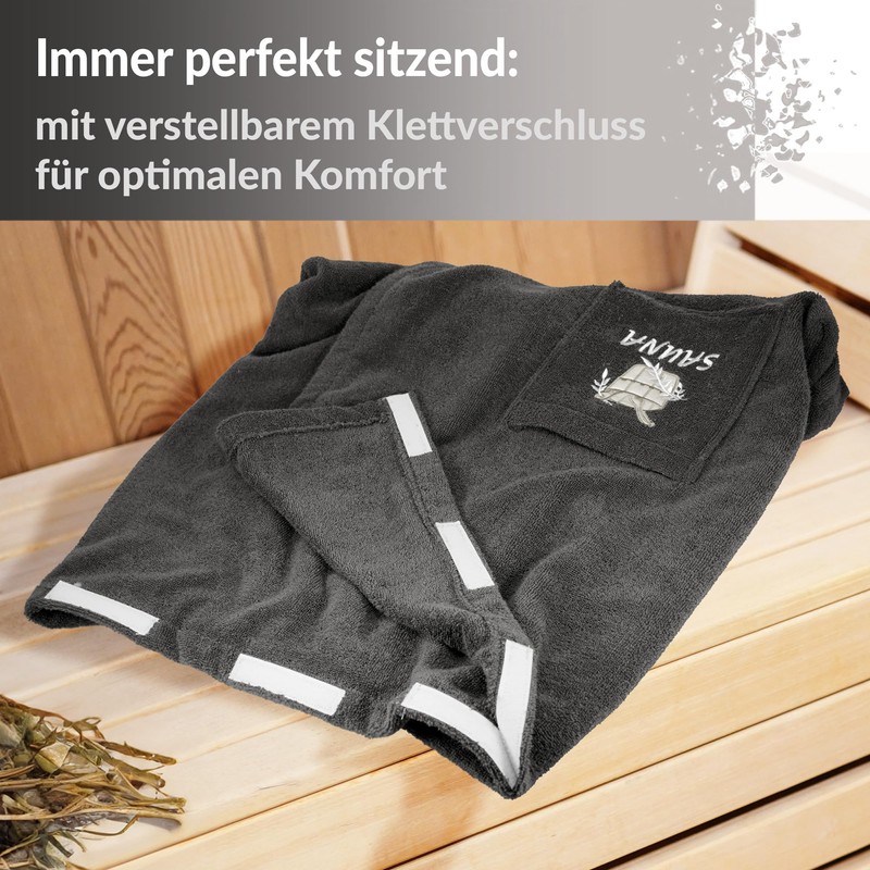Lashuma Ladies Sauna Towel with Velcro Fastening Grey Terry Cloth