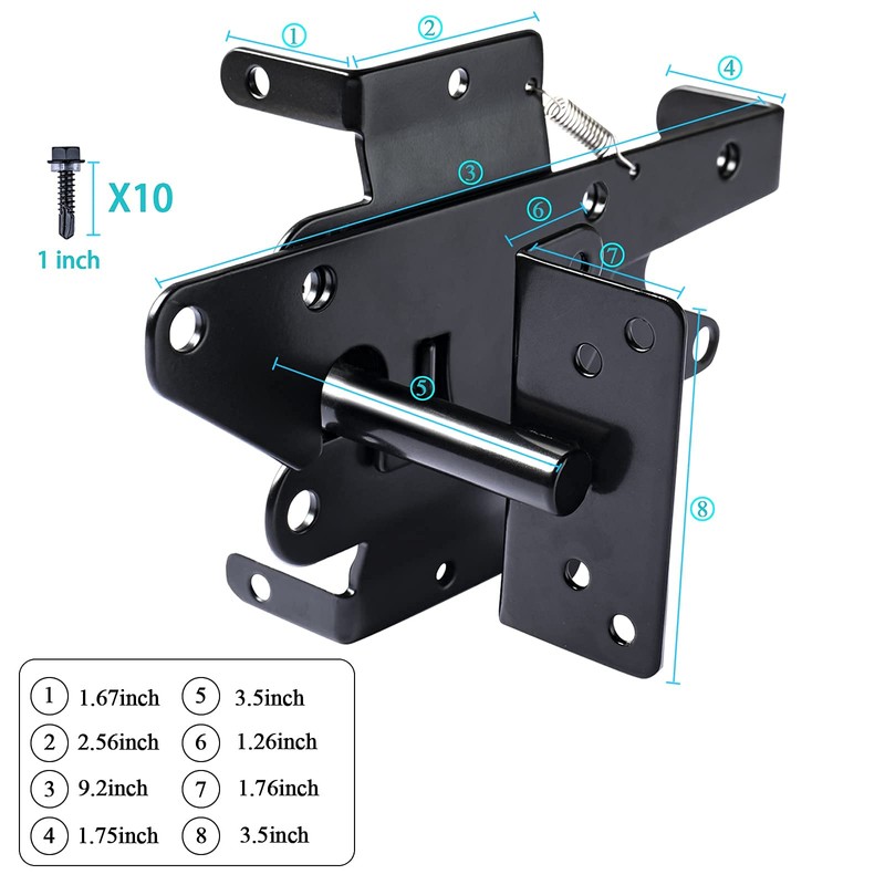 Bordersmover Heavy Duty Gate Latch, Post Mount Automatic Self-Closing Door