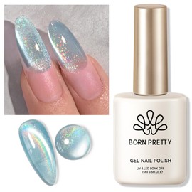 BORN PRETTY Blue Cat Magnetic Eye Gel Nail Polish Rainbow Holographic Moonlight Glass Magnetic Gel Nail Polish 15ML