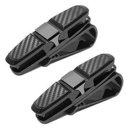 UBRAVE Sunglasses Holder for Car Sun Visor Sunglasses with Card Clip, 2 PCS Car Glasses Holder, with 180 Degree Rotational Ticket Card Clip Holder Double Ends Clip Fits All Vehicle Models (Black)