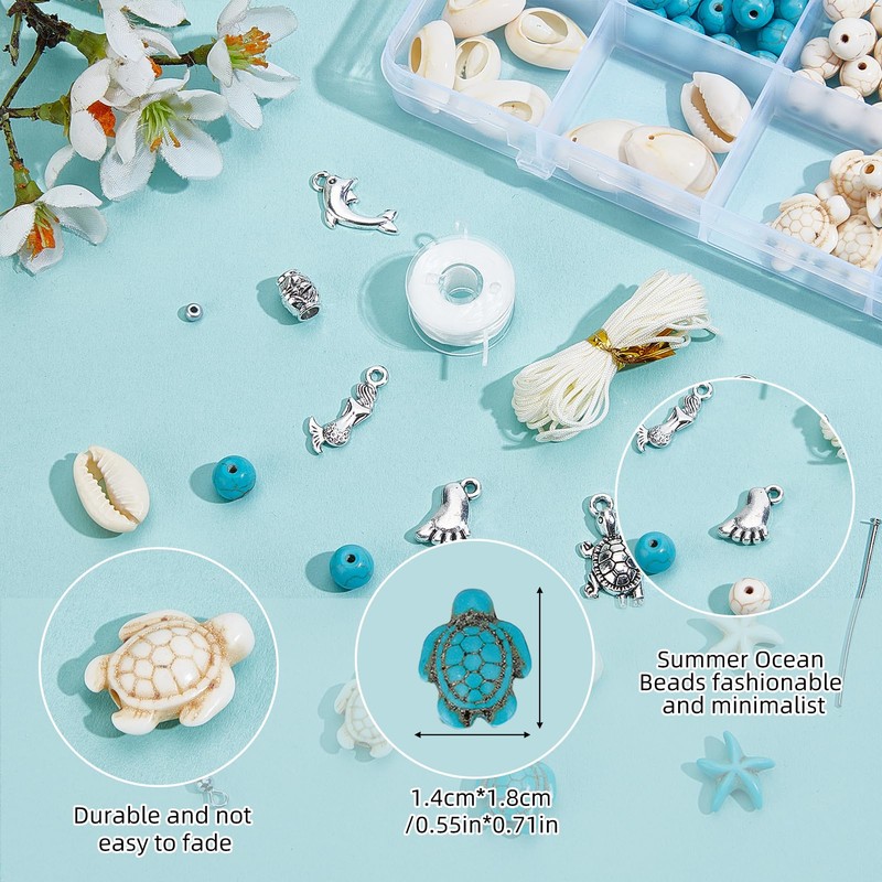NICENEEDED 715 PCS Sea Animal Charms Shell Beads, Starfish Turtle