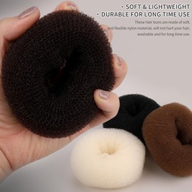 Teenitor Large Donut Hair Bun Maker Set - 4 Colors Large Size Hair Bun for Women, Hair Donuts for Buns, 5 Elastic Bands, 20 Hair Pins, Donut Buns for Hair, Bun Maker for Long Hair