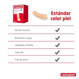 Leukoplast Curitas Resistentes al Agua Color Piel 19x72mm | 100 Unidades | Transpirables y Adhesivas | Flexibles y de Larga Duración