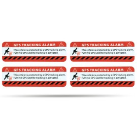 SECYOURITY - GPS Alarm Sticker Car Warning Sticker for Cars and Lorries (Red, 4)