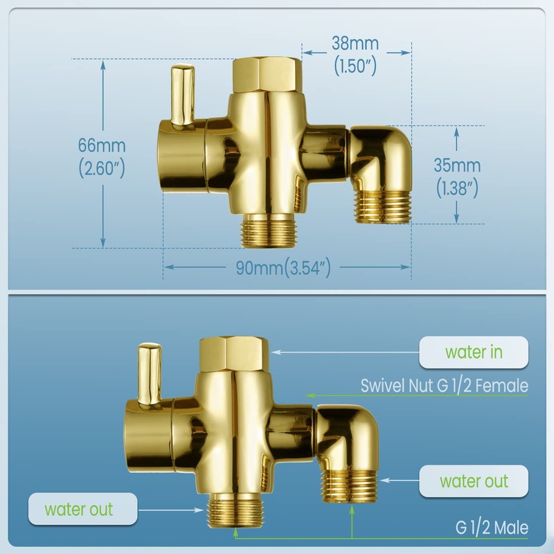 Brass Shower Diverter Valve for Handheld Shower Head and Fixed