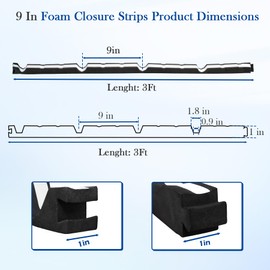 Upgraded Outside 9 in R Panel Metal Roof Foam Closure Strips -10 Pack