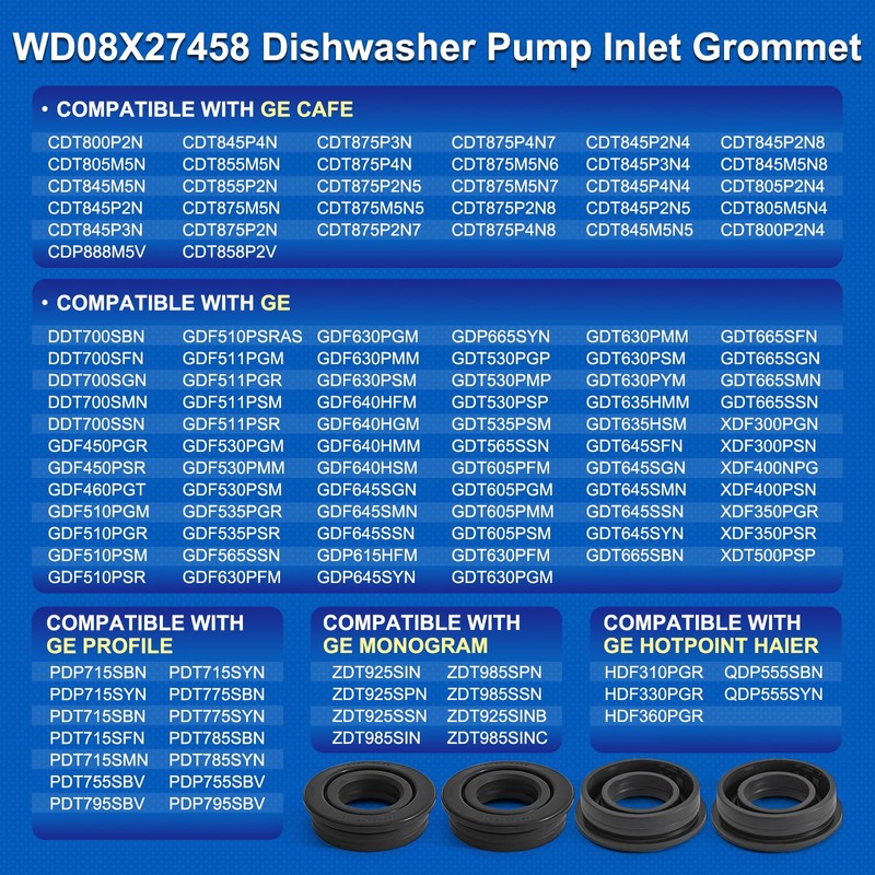 WD08X27458 Dishwasher Floating Seal Assembly Compatible with GE Hotpoint DDT700