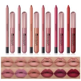 MKNZOME Lip Gloss Set, 6 Colours, Velvet Matte Liquid Lipsticks + 6 Lip Liner Pens, Waterproof, Durable, Moisturising Non-Stick Cup, Nude Lips Colour Set as Gifts for Girls and Women #1