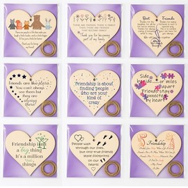 Pack of Friendship Heart Gift Plaques – Build a Bundle Wooden Hanging Signs with Sentimental Messages – Best Friend, Work Friend or BFF Present – Rustic Twine & Ready to Gift Thoughtful Keepsake