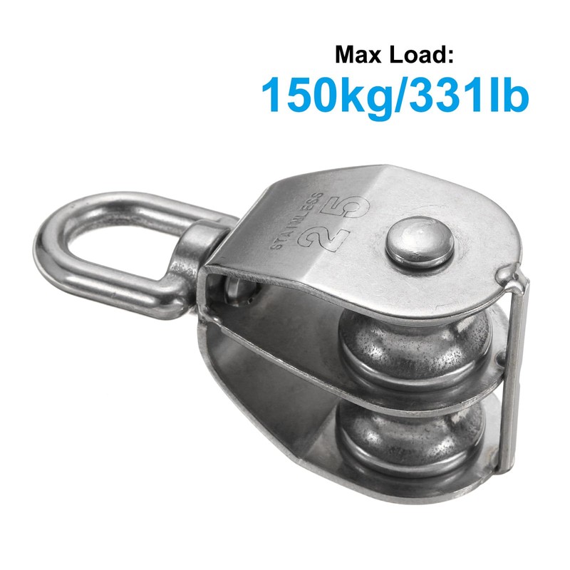 PATIKIL M25 Double Pulley Block, 304 Stainless Steel Heavy Wire