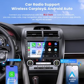 4G+64G Car Radio Stereo for Toyota Camry 2012 2013 2014, Wireless Carplay&Android Auto with Android 12 Support Bluetooth/GPS/WiFi/Back-up Camera/SWC/FM, 10.2 Inch IPS Touch Screen for Camry