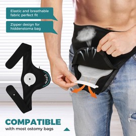 Fanwer Ostomy Belt Black Men & Women - Stealth Colostomy Belt for Ostomy Bag, Ostomy Wrap Abdomen, Ostomy Support Belt, Colostomy Bag Covers for Sport & Daily Life