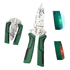 Rinhtma 14-in-1 Wire Stripping Pliers, 2026 New Wire Strippers Tool with Voltage Tester & Alarms, Detectable 12-250V, Heavy-Duty Electrical Pliers & Wire Cutters–for Professional and Home Use (Green)