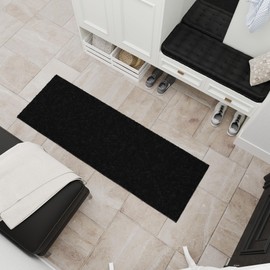 Ottomanson 2' x 2' Shaggy Area Rug - Plush & Cozy Non-Slip Carpet for Bedroom, Living Room & Nursery - Non Shedding & Durable for High-Traffic Areas, Black